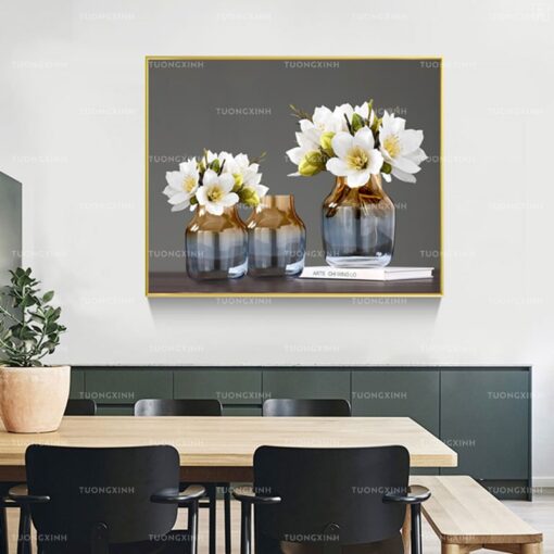 Tranh tráng gương lọ hoa trang trang trí TG980