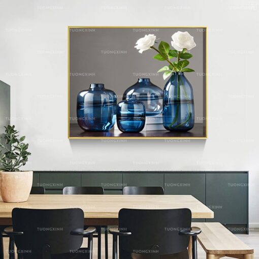 Tranh tráng gương lọ hoa trang trang trí TG983