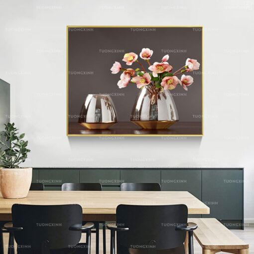 Tranh tráng gương lọ hoa trang trang trí TG987