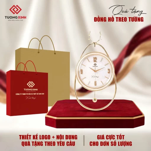 Đồng hồ treo tường in logo quà tặng khách hàng sang trọng ý nghĩa DGL59