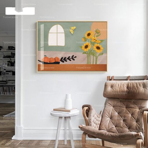 Tranh tráng gương lọ hoa trang trí nghệ thuật TG910