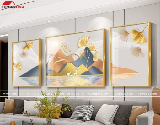 Tranh hươu nghệ thuật trang trí phòng khách TG1033