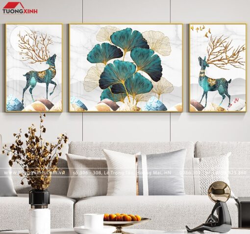 Tranh hươu nghệ thuật trang trí phòng khách TG1032