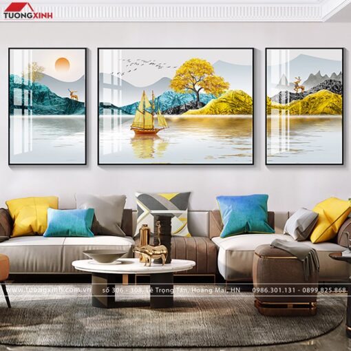 Tranh thuyền vàng phong cảnh nghệ thuật TG1023