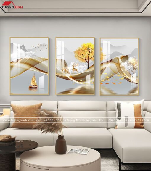 Tranh hươu vàng phong cảnh nghệ thuật TG996