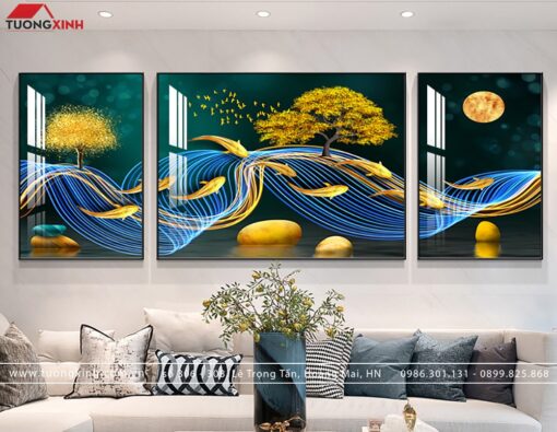 Tranh cửu ngư phong cảnh nghệ thuật TG1035