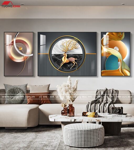 Tranh hươu nghệ thuật trang trí phòng khách TG1036