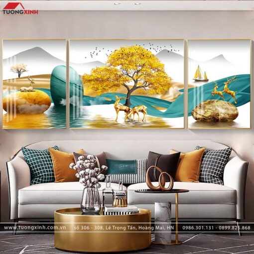 Tranh hươu vàng phong cảnh nghệ thuật TG1024