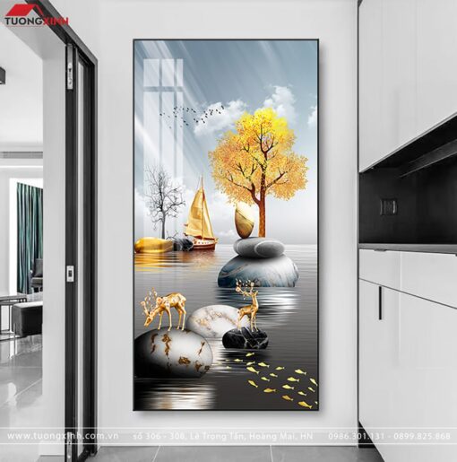 Tranh hươu vàng phong cảnh nghệ thuật TG1004