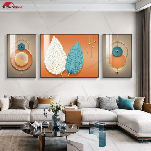 Tranh tráng gương hiện đại trang trí phòng khách TG1095