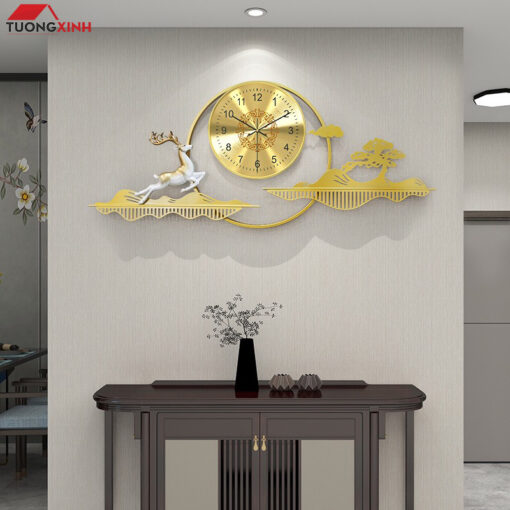 Đồng hồ Hươu Tài Lộc trang trí nội thất DHA184