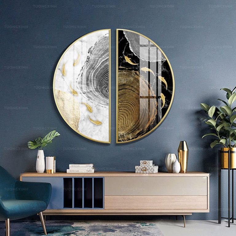 Tranh treo tường phòng khách - Tranh tráng gương - Trang tròn 