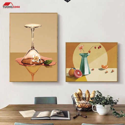 Tranh phòng ăn chiếc ly hiện đại TG1165