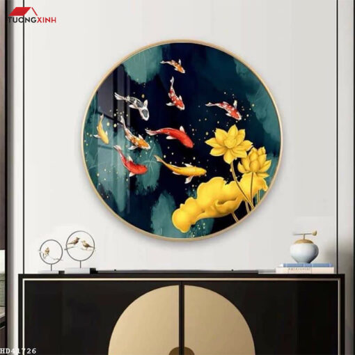 Tranh tròn Cửu Ngư Quần Hội TG1162