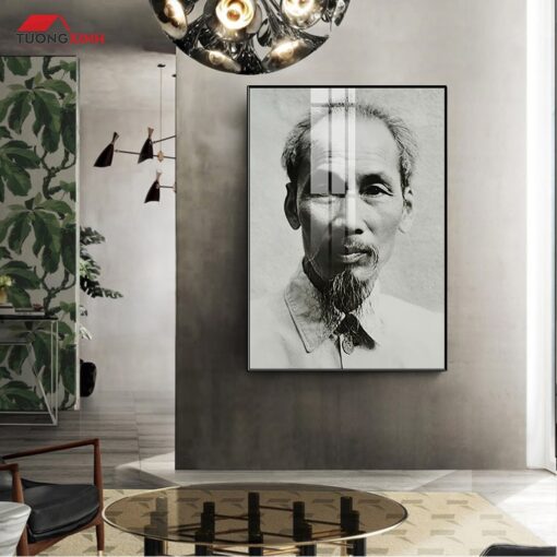 Tranh Tráng Gương Bác Hồ Đen Trắng BH24