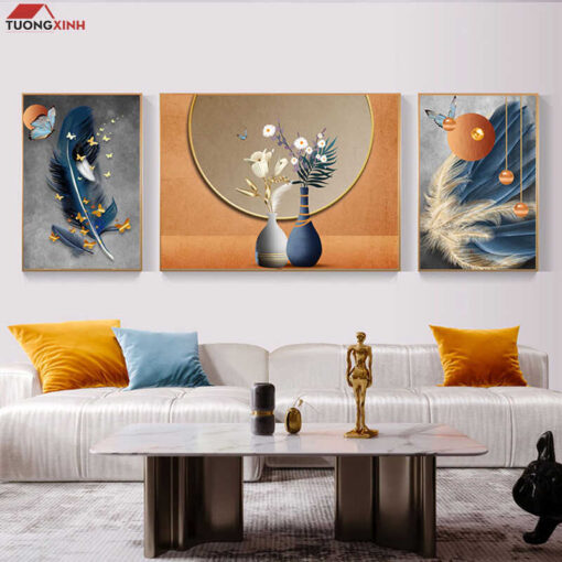 Tranh tráng gương bình hoa 3D trang trí nghệ thuật TG1488