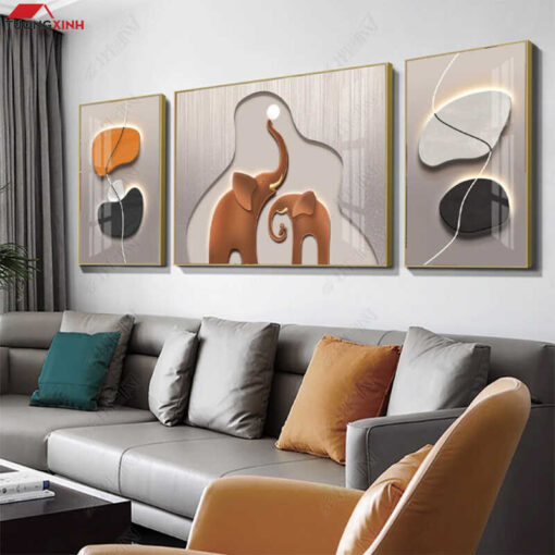 Tranh tráng gương Voi 3D trừu tượng hiện đại sang trọng TG1509