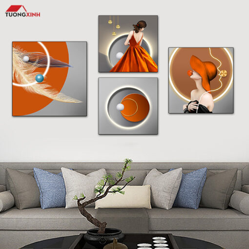 Tranh tráng gương bộ 4 tấm Cô Gái Nghệ Thuật TG1572