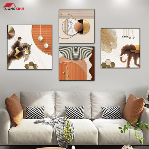 Tranh tráng gương bộ 4 tấm Trừu Tượng Hiện Đại TG1579