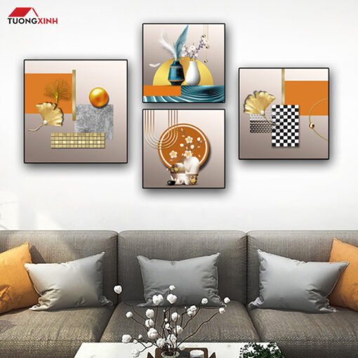 Tranh tráng gương bộ 4 tấm Lọ Hoa Nghệ Thuật TG1582