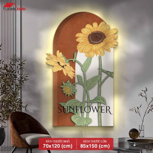 Tranh tráng gương đèn LED, Hoa Nghệ Thuật LD37