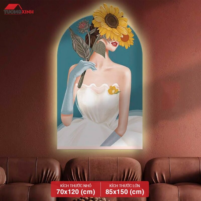 Tranh tráng gương đèn LED, Cô Gái Nghệ Thuật LD38