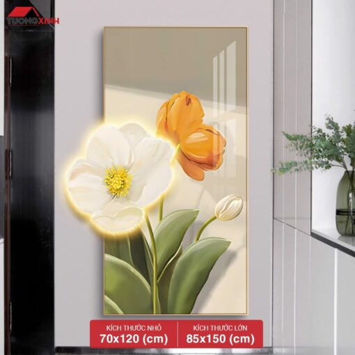 Tranh tráng gương đèn LED, Hoa Nghệ Thuật LD39