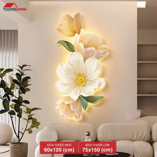 Tranh tráng gương đèn LED, Hoa Nghệ Thuật LD52