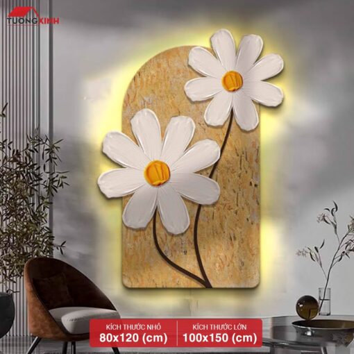Tranh tráng gương đèn LED, Hoa Nghệ Thuật LD47
