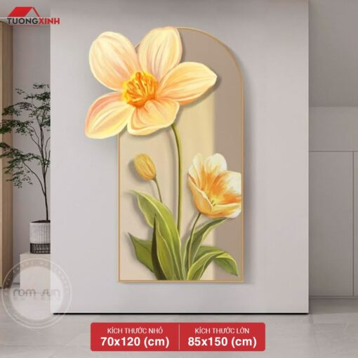 Tranh tráng gương đèn LED, Hoa Nghệ Thuật LD41