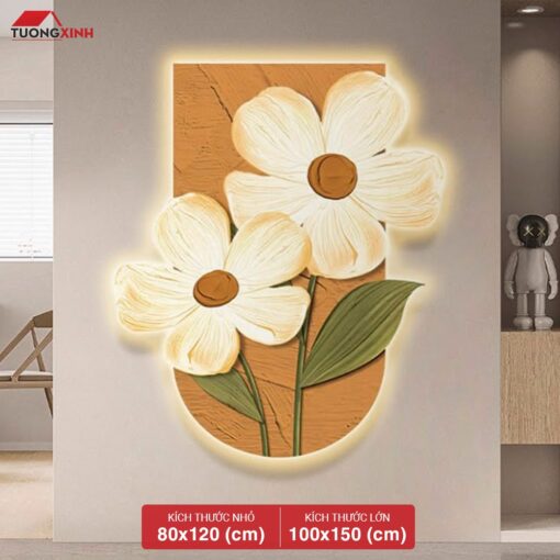 Tranh tráng gương đèn LED, Hoa Nghệ Thuật LD50