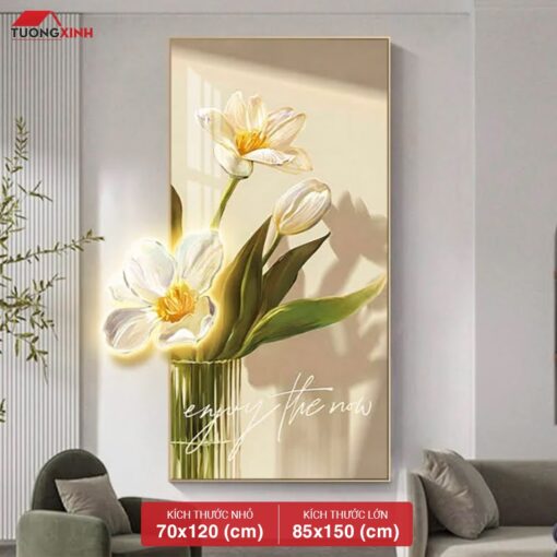 Tranh tráng gương đèn LED, Hoa Nghệ Thuật LD45