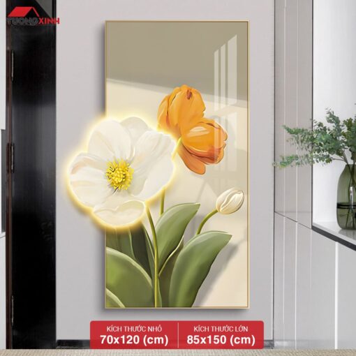 Tranh tráng gương đèn LED, Hoa Nghệ Thuật LD46