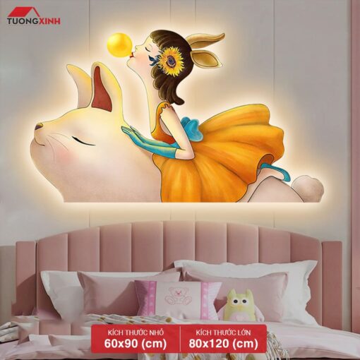 Tranh tráng gương đèn LED, Cô Gái Nghệ Thuật LD32