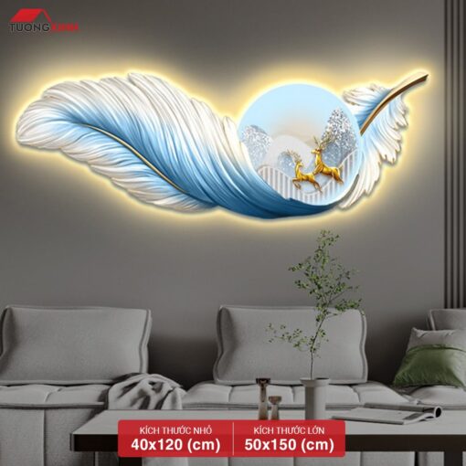 Tranh tráng gương đèn LED, Lông Vũ Nghệ Thuật LD11