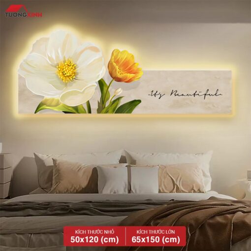 Tranh tráng gương đèn LED, Hoa Nghệ Thuật LD03