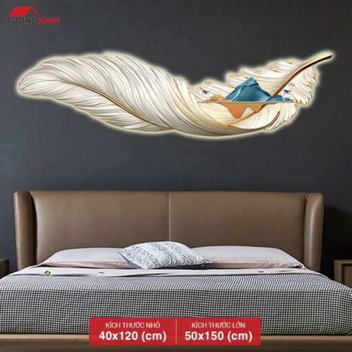 Tranh tráng gương đèn LED, Lông Vũ Nghệ Thuật LD14