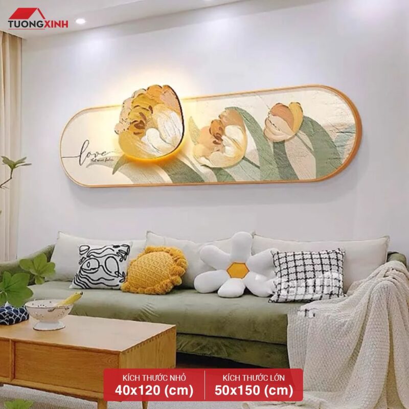 Tranh tráng gương đèn LED, Hoa Nghệ Thuật LD17
