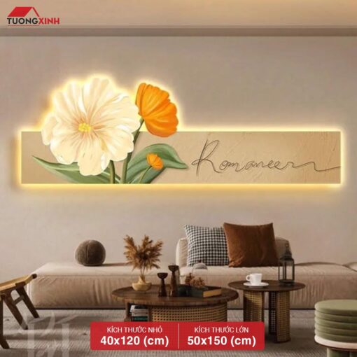Tranh tráng gương đèn LED, Hoa Nghệ Thuật LD20