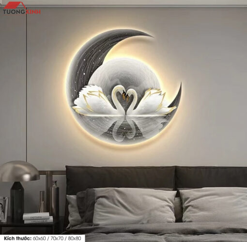 Tranh tráng gương đèn LED, Thiên Nga Nghệ Thuật LD140