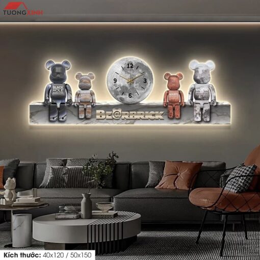 Tranh tráng gương đèn LED, Gấu Bearbrick KAWS LD101