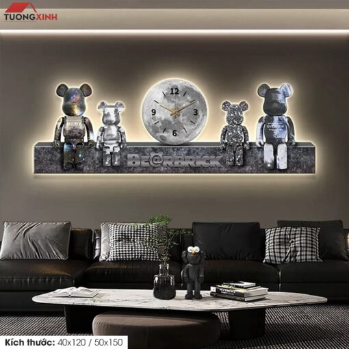 Tranh tráng gương đèn LED, Gấu Bearbrick KAWS LD102