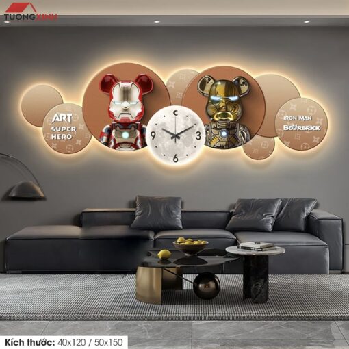 Tranh tráng gương đèn LED, Gấu Bearbrick KAWS LD107
