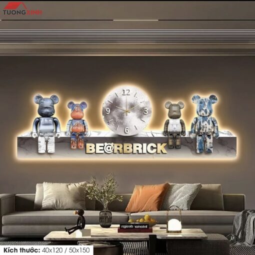 Tranh tráng gương đèn LED, Gấu Bearbrick KAWS LD96