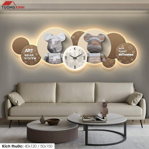 Tranh tráng gương đèn LED, Gấu Bearbrick KAWS LD108