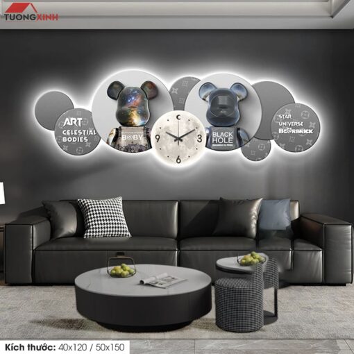 Tranh tráng gương đèn LED, Gấu Bearbrick KAWS LD109