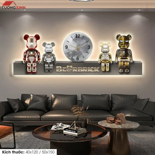 Tranh tráng gương đèn LED, Gấu Bearbrick KAWS LD97