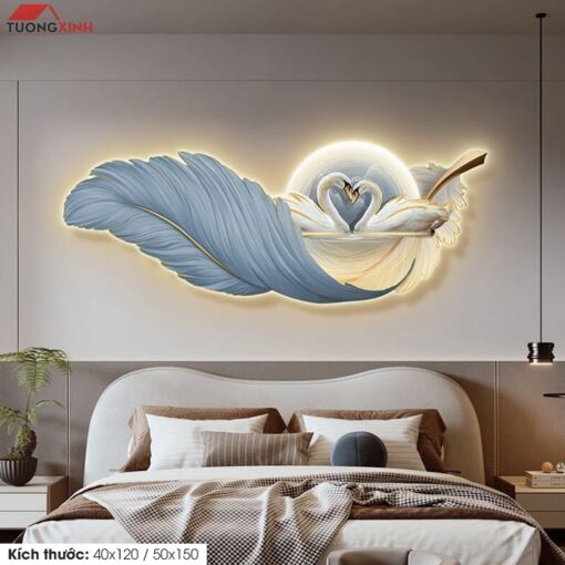 Tranh tráng gương đèn LED, Lông Vũ Nghệ Thuật LD118