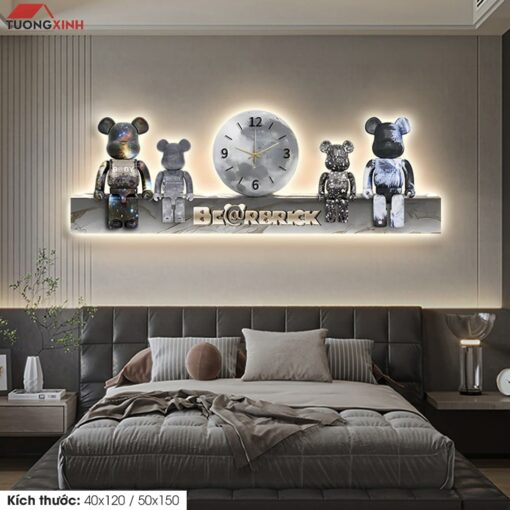 Tranh tráng gương đèn LED, Gấu Bearbrick KAWS LD103