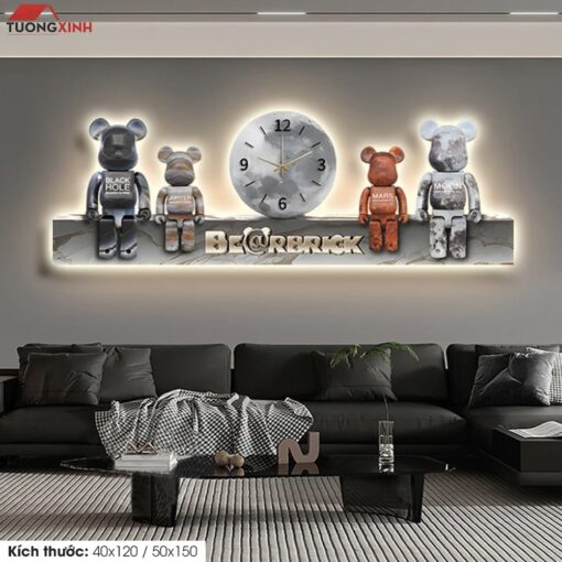 Tranh tráng gương đèn LED, Gấu Bearbrick KAWS LD104